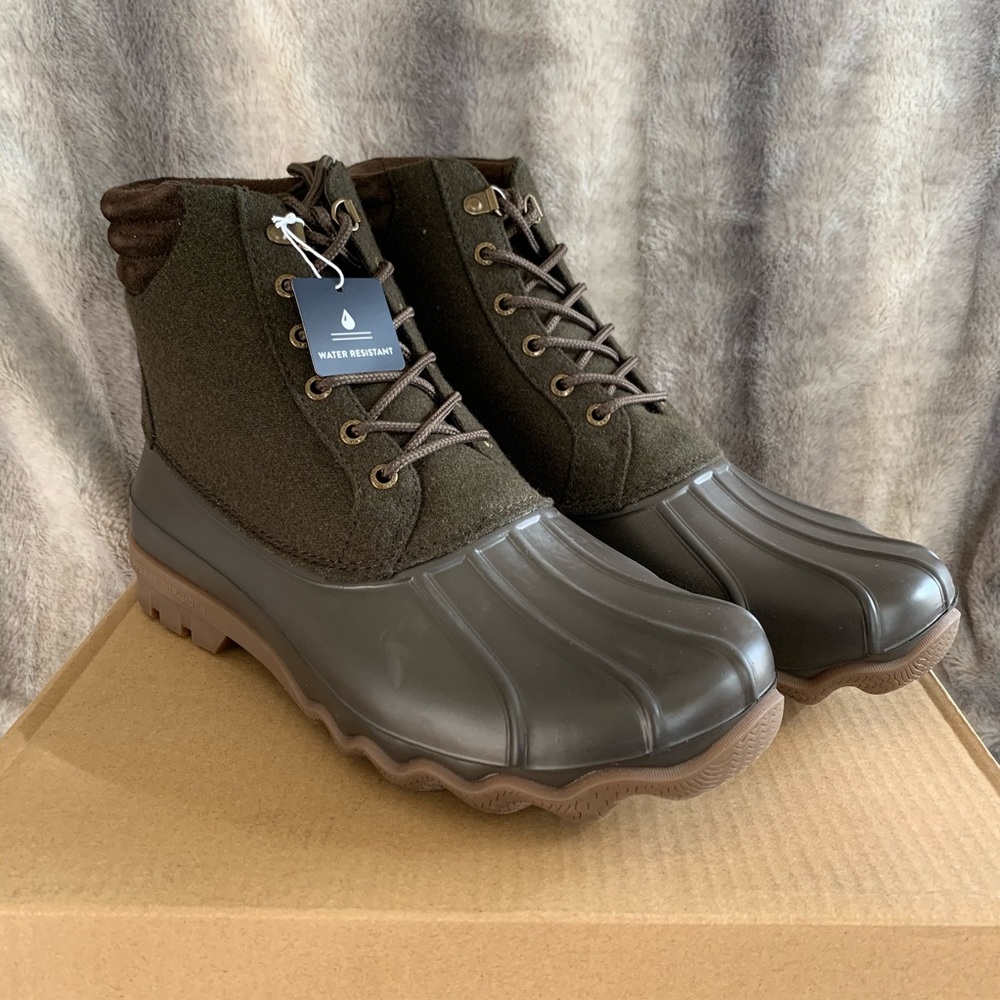 Sperry Avenue Wool Duck Boot Olive Brown New